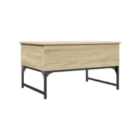 table de salon chêne sonoma 70x50x40 cm bois d'ingénierie et métal