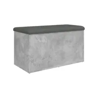 banc de rangement gris béton 82x42x45 cm bois d'ingénierie