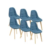 lot de 6 chaises de salle à manger 86 x 53 x 47 cm bleu helloshop26 03_0006786