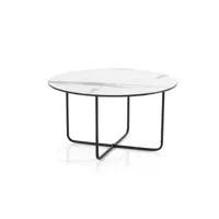 table basse ronde avec plateau en verre effet marbre blanc jon 60