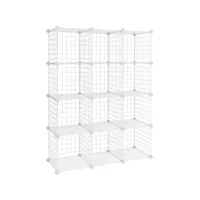 armoire de rangement meuble modulable grille 12 casiers blanc helloshop26 12_0000700