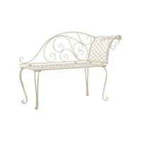 chaise longue de jardin 128 cm  bain de soleil transat métal antique blanc meuble pro frco39979