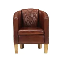 fauteuil de salon, chaise de salon cabriolet marron cuir véritable fvbb14691 meuble pro