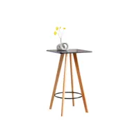 table haute de bar mijas en bois avec plateau carré et repose-pieds en métal , noir /nature (carré)