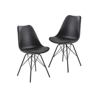 finebuy ensemble de 2 chaises de salle à manger chaise de cuisine en plastique design scandinave  chaise shell avec revêtement en simili cuir  chaise rembourrée chaise rembourrée