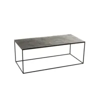 table de salon rectangulaire plateau aluminium oxyde sur pietement acier antique noir/vert 96999