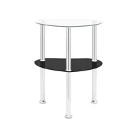 table basse - table de salon - bout de canapé 2 niveaux transparent et noir 38x38x50 cm verre trempé togp14922