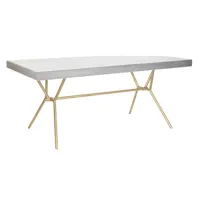 table à manger, table repas rectangulaire en bois massif avec pieds en métal doré - longueur 180 x profondeur 90 x hauteur 76 cm