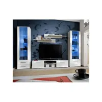 paris prix - ensemble meuble tv & bibliothèque galino iii white 320cm blanc