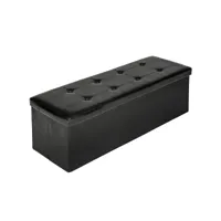 tectake banc coffre de rangement pliable aspect cuir 110x38x38cm - noir 401822