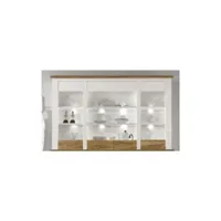 meuble haut pour buffet - mélaminé - blanc-naturel - 207 - 125 - 36 cm