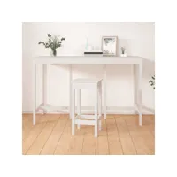 table haute table de bar - mange-debout blanc 180x80x110 cm bois massif de pin meuble pro frco55134