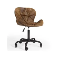 chaise de bureau vintage - cuir végétalien - delare marron vieilli