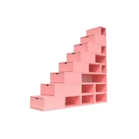escalier cube de rangement hauteur 200 cm  rose pastel esc200-rp