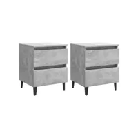 tables de chevet 2 pcs gris béton 40x35x50 cm