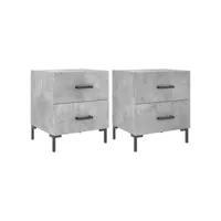 tables de chevet 2pièces gris béton 40x35x47,5cm bois d’ingénierie