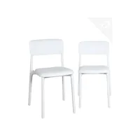 lot de 2 chaises cuisine coussin intégré rim (blanc)