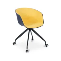 chaise de bureau tapissée avec accoudoirs - chaise de bureau à roulettes - noir et blanc - jodie jaune