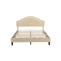 lit cabane enfant lit capitonné avec dossier lit en cuir pu lit double 140x200 cm beige