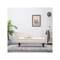 chaise longue  bain de soleil transat blanc crème similicuir meuble pro frco57111