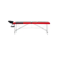 vidaxl table de massage pliable 3 zones aluminium noir et rouge 110238