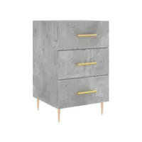 table de chevet,armoire latérale chambre gris béton 40x40x66 cm bois d'ingénierie