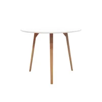 table de repas ronde et blanche avec piètement en bois d90 cm - sweety 65182028