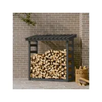 support pour bois de chauffage porte-bûches - abri de stockage pour jardin - gris 108x64,5x110 cm bois de pin meuble pro frco77145