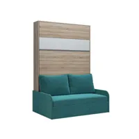 armoire lit escamotable bermudes sofa chêne bandeau blanc canapé bleu 140*200 cm 20100996195