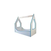 lit et matelas - lit cabane blanc et bleu enfant - 140 x 70 cm