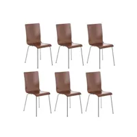 lot de 6 chaises de cuisine en bois marron et métal cds10266