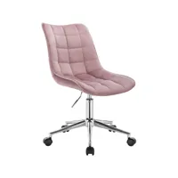 tabouret de bureau à roulettes-chaise de bureau-tabouret de travail en velours-pivotant 360°-rose