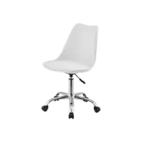 fauteuil chaise de bureau siège rembourré à 5 roulettes rotatif à 360° et réglable en hauteur métal blanc helloshop26 03_0004996