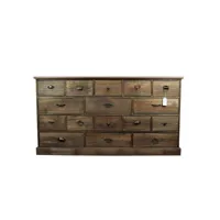 meuble semainier chiffonnier grainetier bois 16 tiroirs 170x35x92cm - marron - décoration d'autrefois