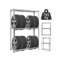 giantex etagère de rangement pour pneu stockage pour pneus rayonnage pneus garage capacité de charge lourde en acier à 3 niveaux 120 x 40 x 180 cm