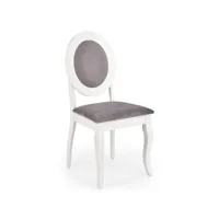 chaise de salle à manger baroque en bois massif blanc et tissu gris barroco 99