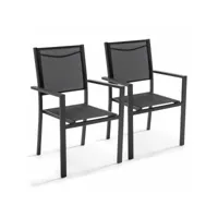 lot de 2 fauteuils de jardin en aluminium et textilène noir
