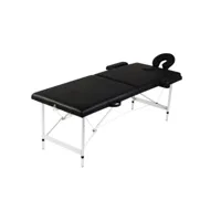 vidaxl table de massage pliable noir 2 zones avec cadre en aluminium 110088