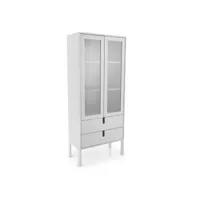 uno - vitrine en bois 2 portes 2 tiroirs h178cm - couleur - blanc 9008565001