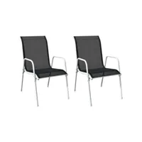 chaises empilables de jardin 2 pcs acier et textilène noir