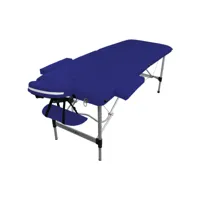 table de massage pliante 2 zones en aluminium + accessoires et housse de transport - bleu azur egk506