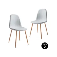 mc haus · elva gris perle x2 · lot de 2 chaises design nordique pour salle à manger, mesures 46x43x86 cm