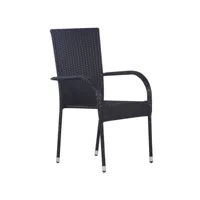 chaises empilables d'extérieur 6 pcs résine tressée noir