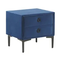table de chevet en velours bleu 2 tiroirs sezanne 249705