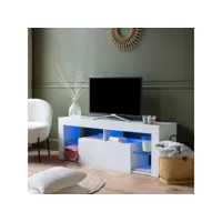 meuble tv 140cm blanc à led daryl