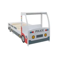 lit enfant contemporain  lit voiture de police avec bureau pour enfants 90 x 200 cm