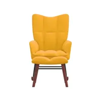 fauteuil salon - fauteuil à bascule avec repose-pied jaune moutarde velours 61x78x98 cm - design rétro best00009376397-vd-confoma-fauteuil-m05-186
