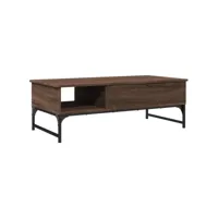 table de salon chêne marron 100x50x35cm bois d'ingénierie et métal