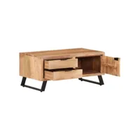 table de salon 90x50x40 cm bois d'acacia solide avec bord naturel