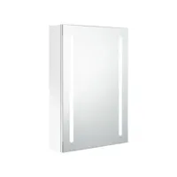 armoire de salle de bain à miroir led blanc brillant 50x13x70cm